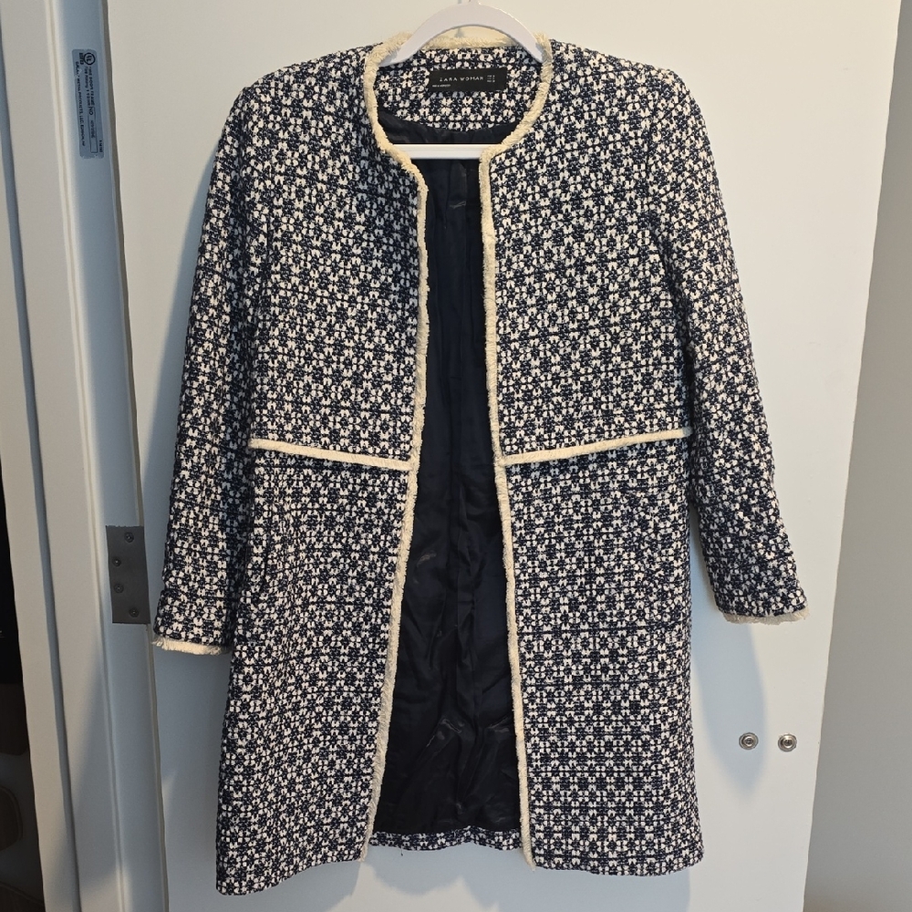 Zara Patterned Long Blazer